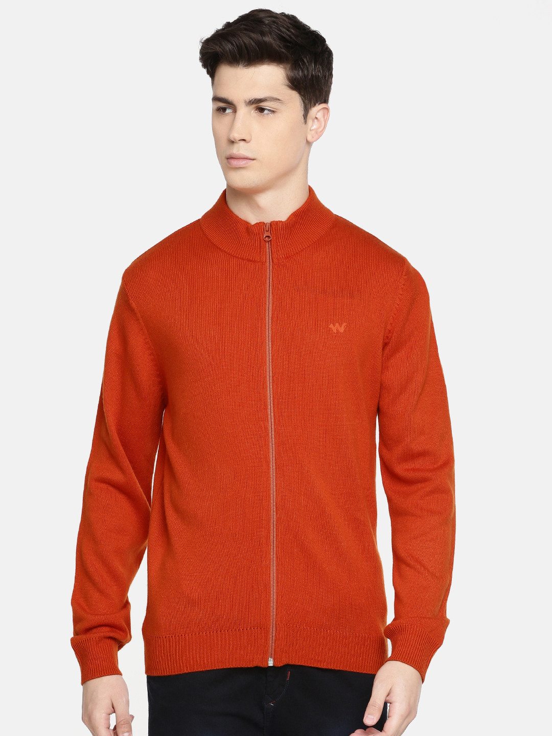 

Wildcraft Men Rust Orange Solid Sweater