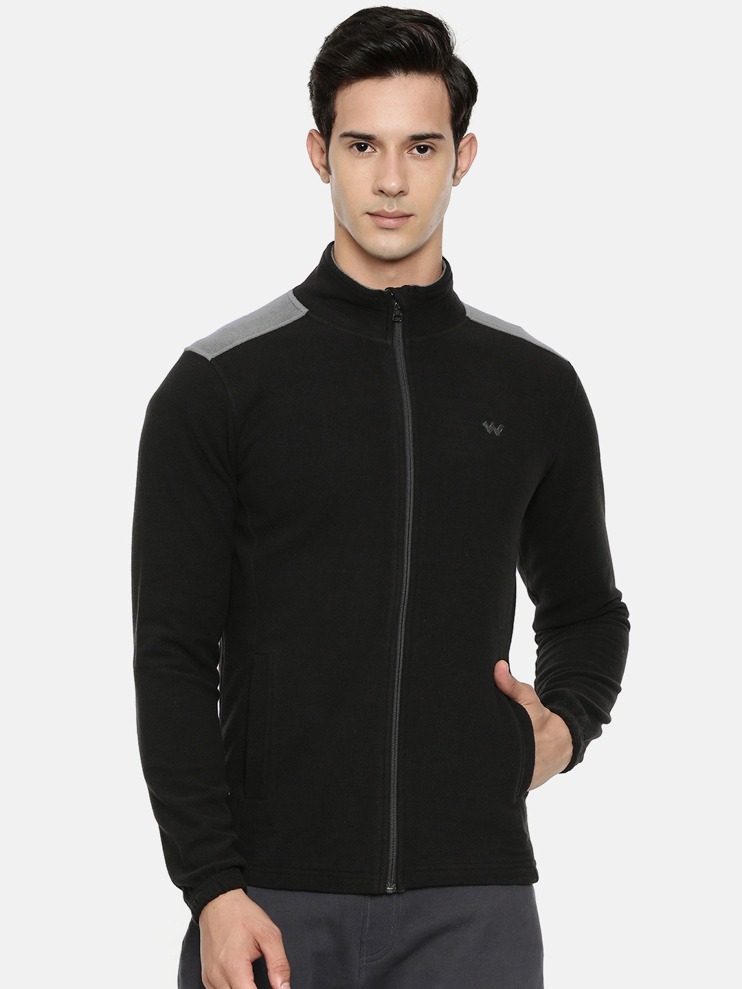 

Wildcraft Men Black Solid Open Front Fleece Jacket