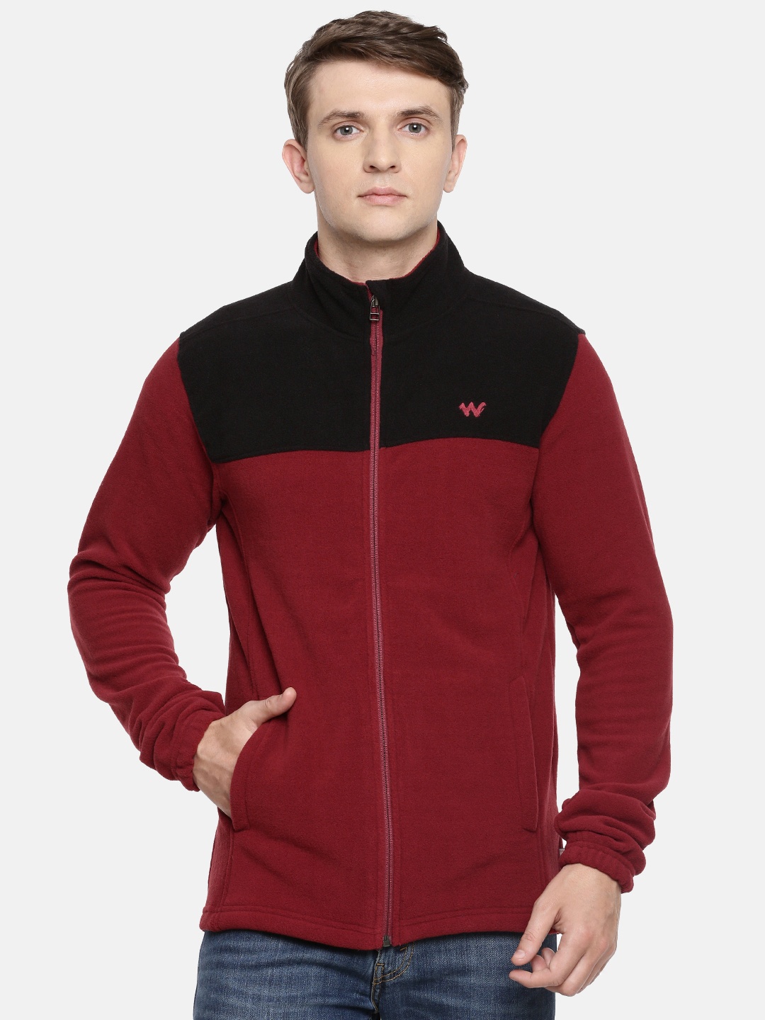 

Wildcraft Men Maroon & Black Colourblocked Sweatshirt