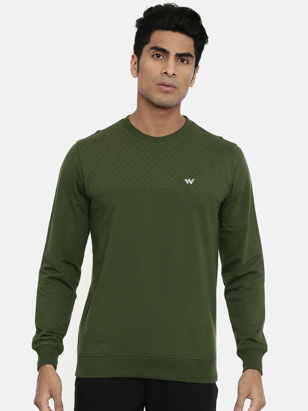 

Wildcraft Men Olive Green Solid Sweatshirt