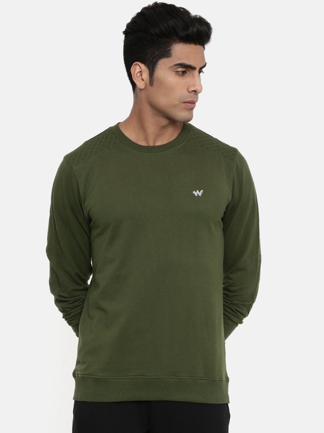 

Wildcraft Men Olive Green Solid Sweatshirt