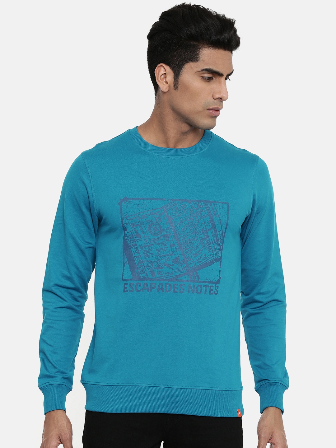 

Wildcraft Men Teal Blue Printed Sweatshirt