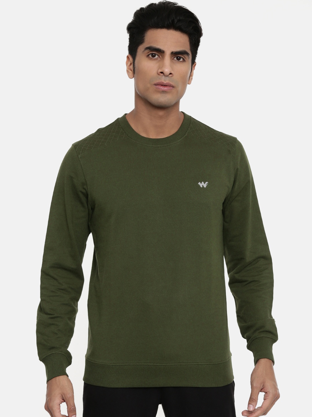

Wildcraft Men Olive Green Solid Sweatshirt