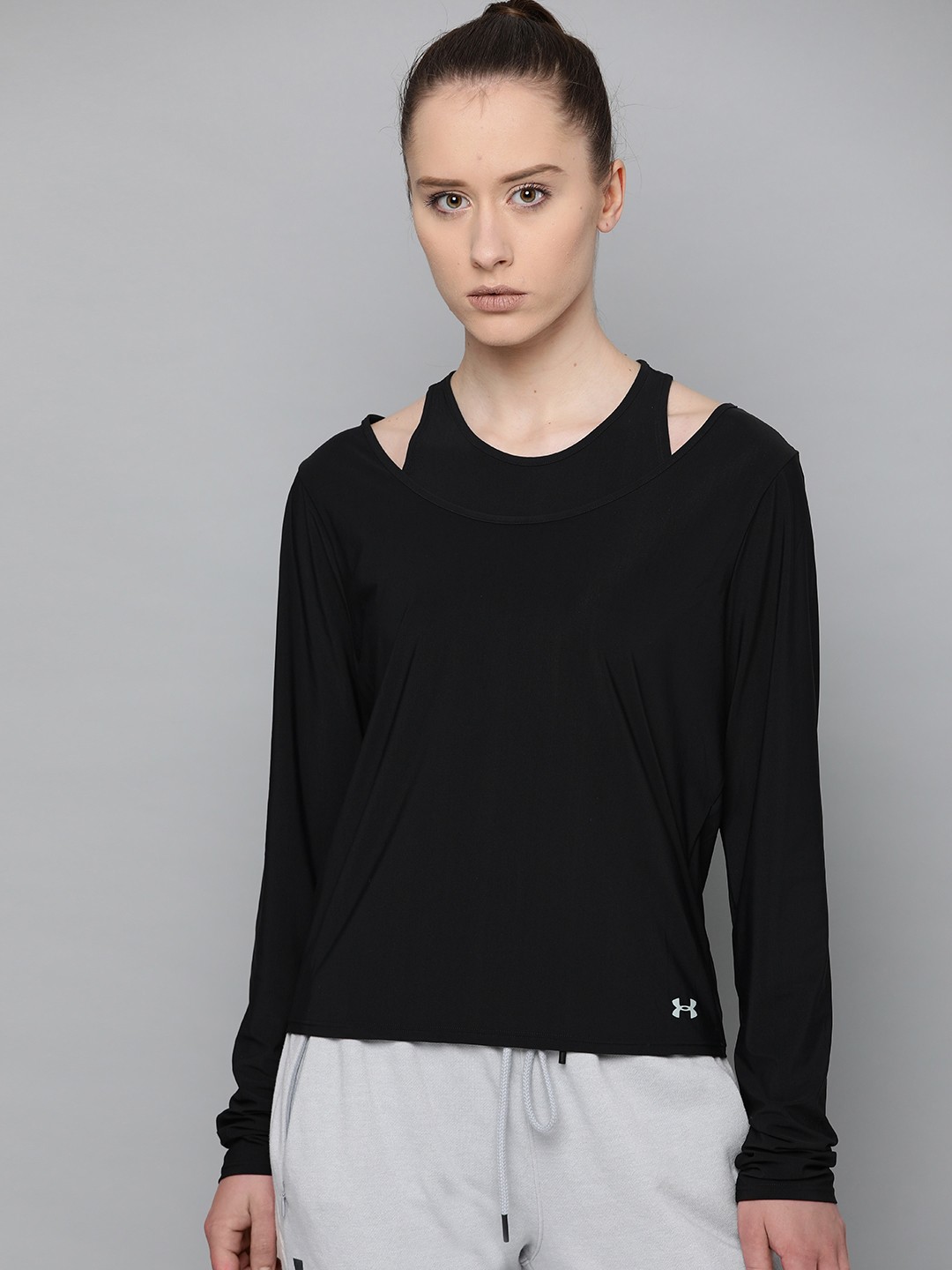 

UNDER ARMOUR Women Black Solid Misty Copeland Signature Styled Back Top