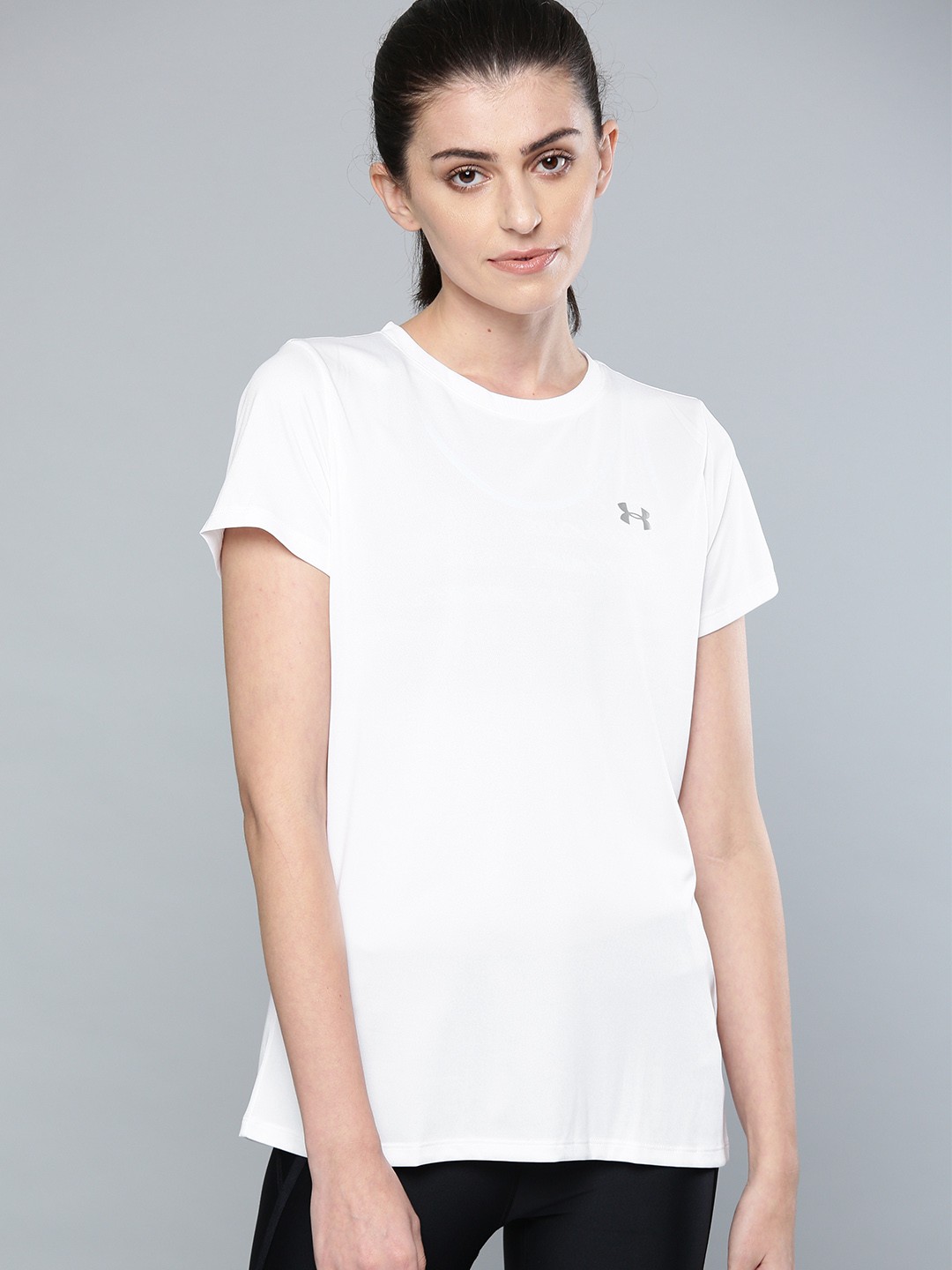 

UNDER ARMOUR Women White Tech SSC Solid T-shirt