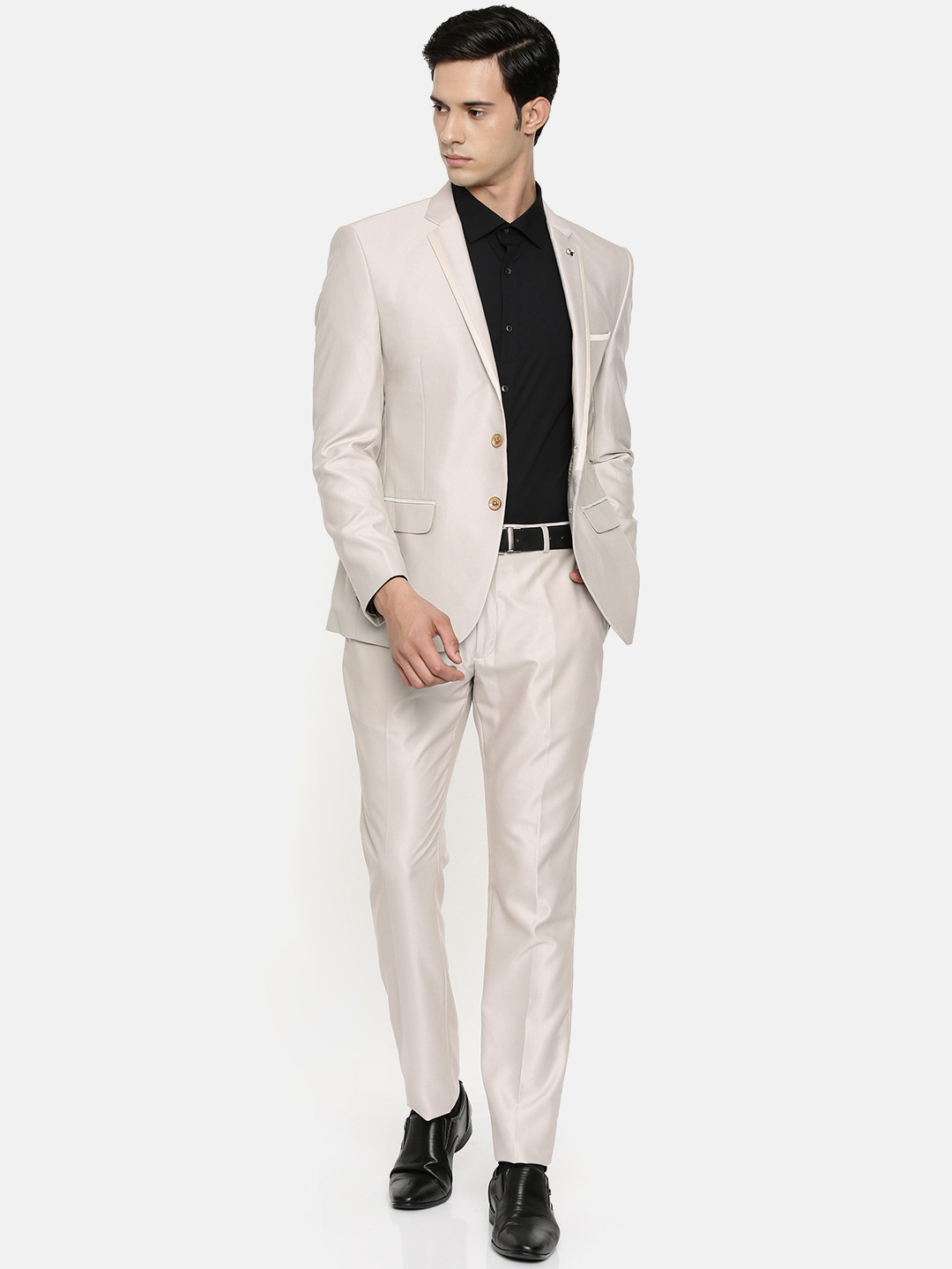 

Parx Men Beige Single-Breasted Urban Fit Solid Formal Suit