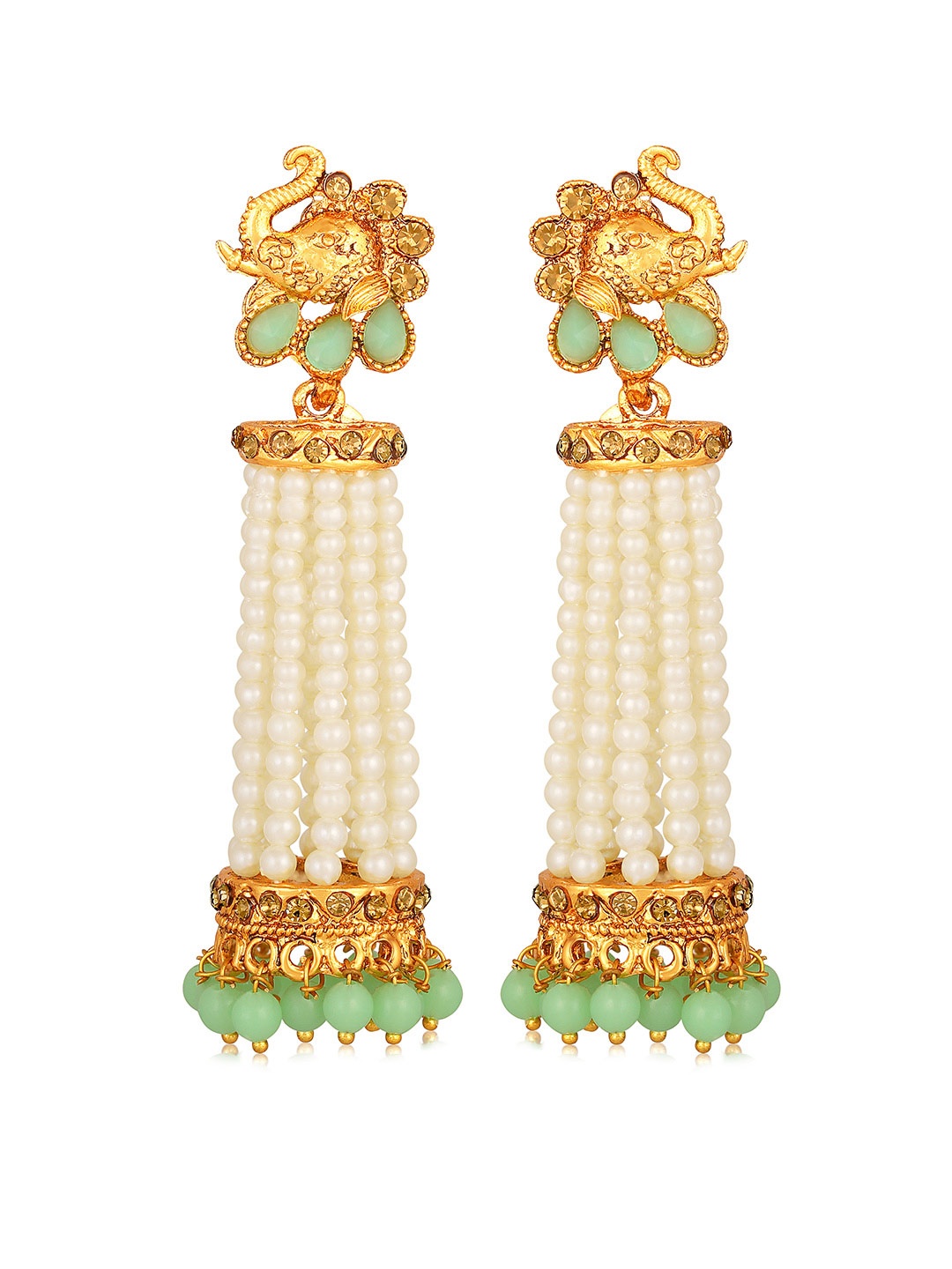 

ASMITTA JEWELLERY Gold-Plated & Green Contemporary Drop Earrings