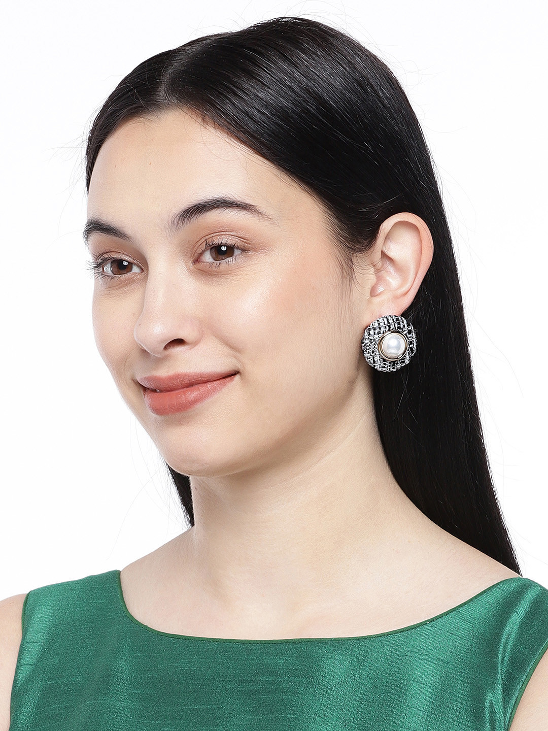 

ASMITTA JEWELLERY Silver-Toned & Gold-Plated Classic Studs