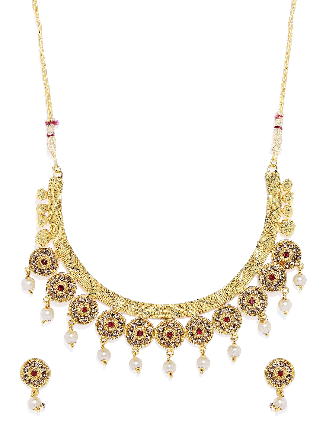 

ASMITTA JEWELLERY Gold-Plated & Red Jewellery Set
