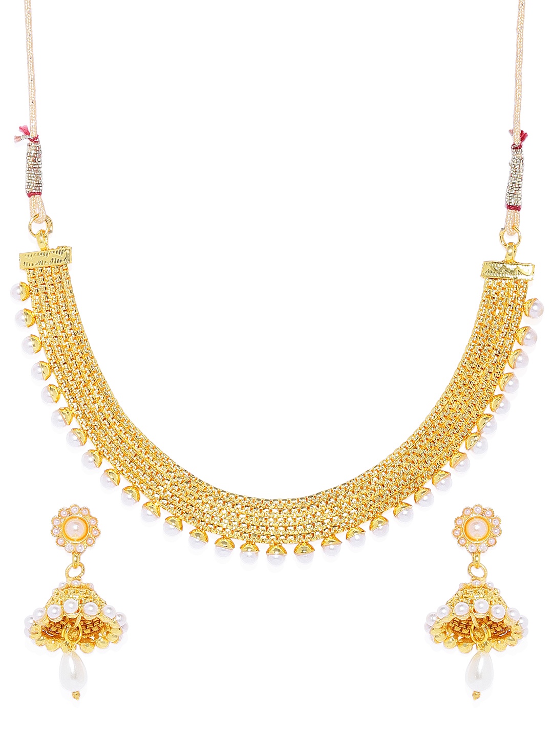 

ASMITTA JEWELLERY Gold-Plated & White Enamelled Jewellery Set