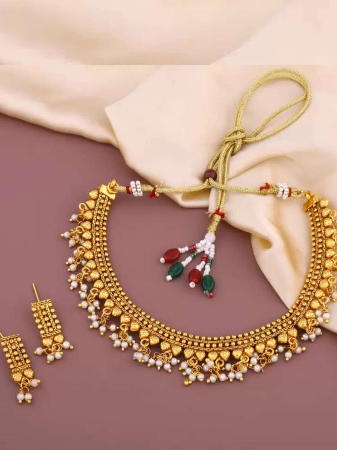 

ASMITTA JEWELLERY Gold-Plated Enamelled Jewellery Set