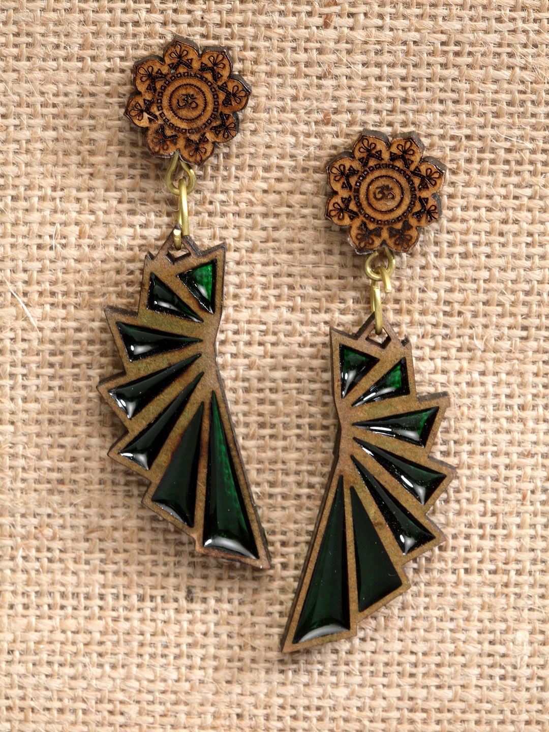 

PANASH Brown & Green Quirky Drop Earrings