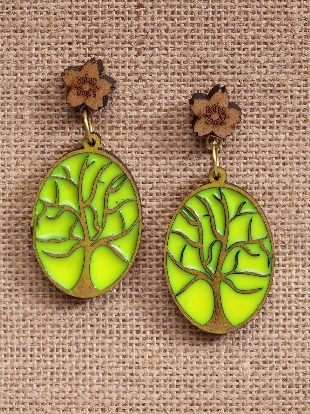 

PANASH Green & Brown Quirky Drop Earrings