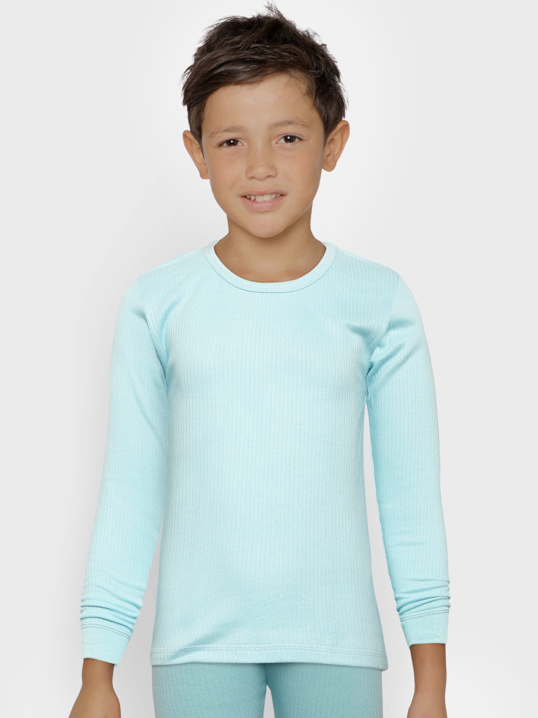 

Kanvin Boys Pack of 2 Blue Ribbed Thermal T-shirts, Turquoise blue