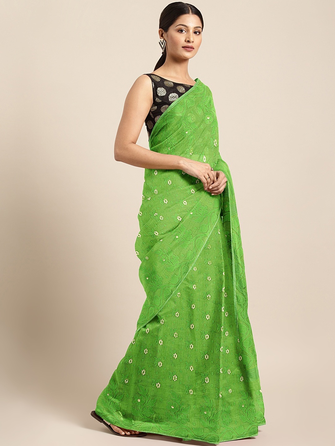 

Mitera Green Woven Design Jamdani Saree