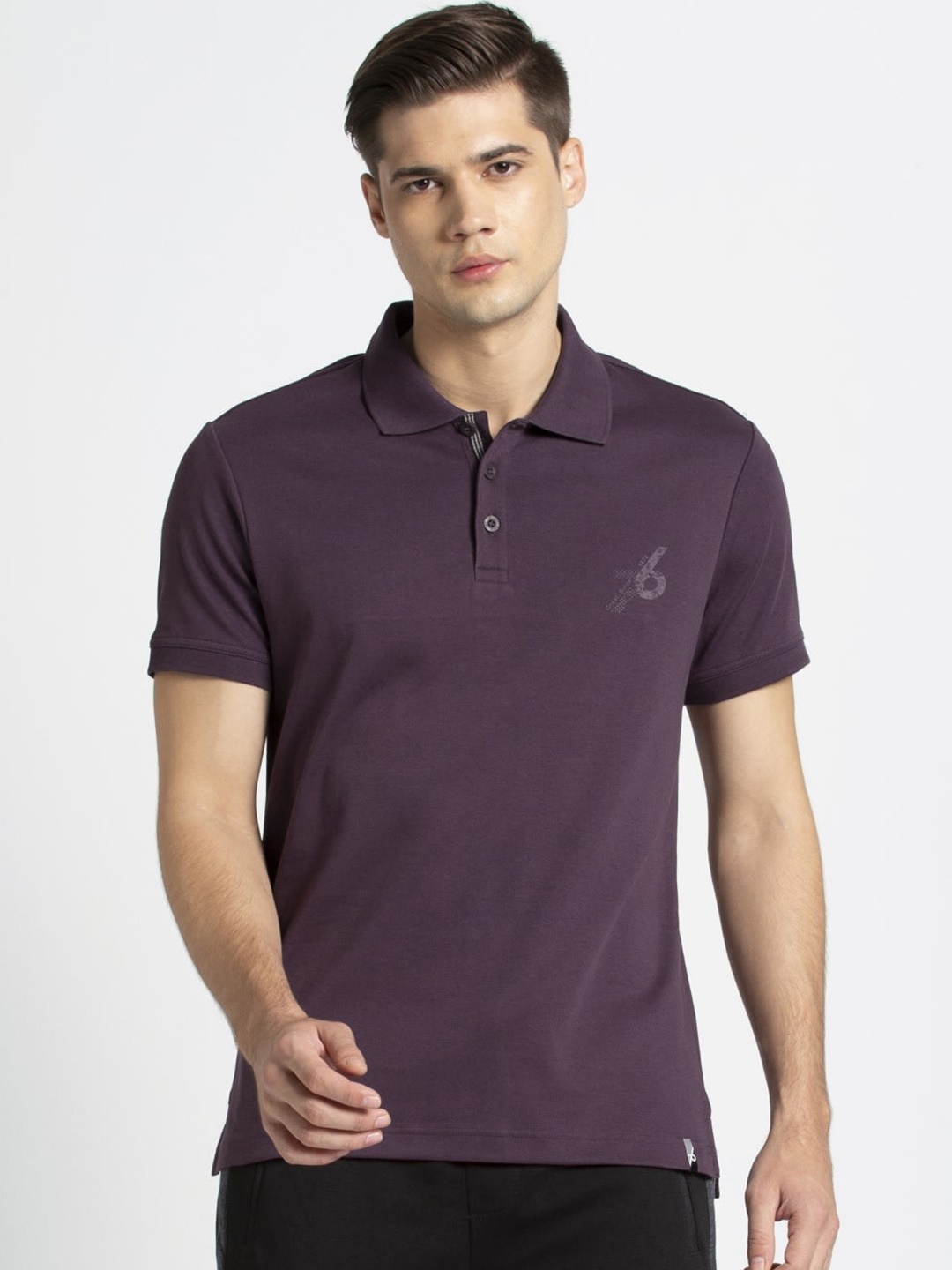 

Jockey Men Purple Solid Comfort Fit Polo Collar T-shirt