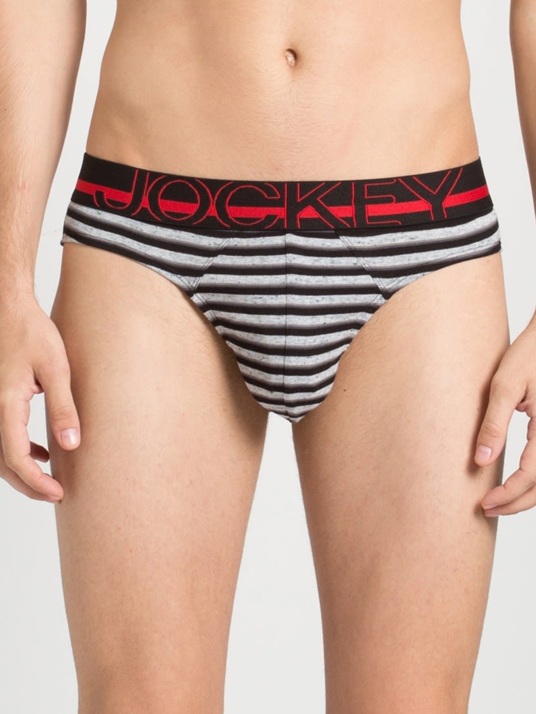 

Jockey Men Black and Grey Striped Briefs