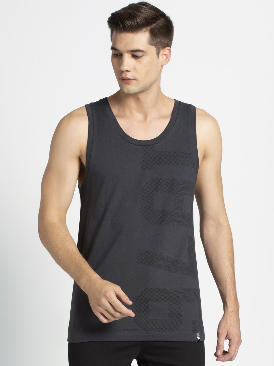 

Jockey Men Charcoal Grey Printed Innerwear Vest