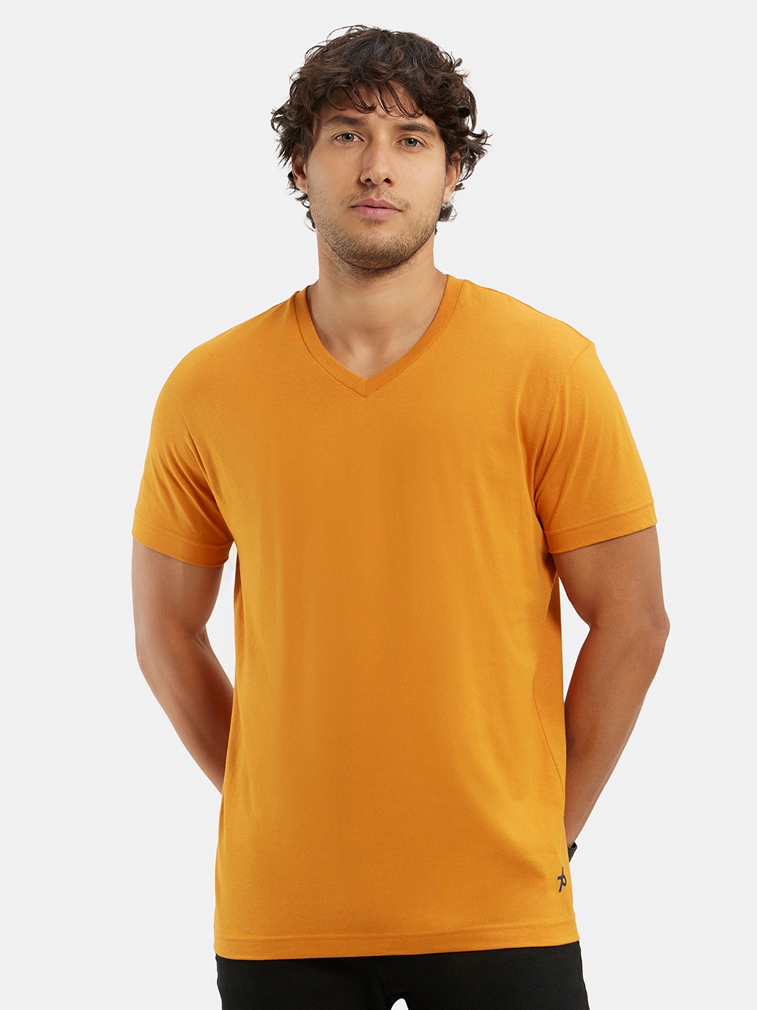 

Jockey Combed Cotton Rich V Neck Half Sleeve Tshirt -2726, Mustard