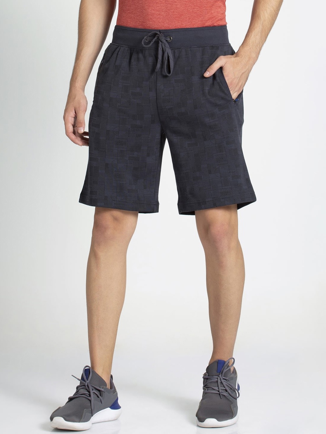 

Jockey Men Charcoal Grey Solid Regular Fit Regular Shorts