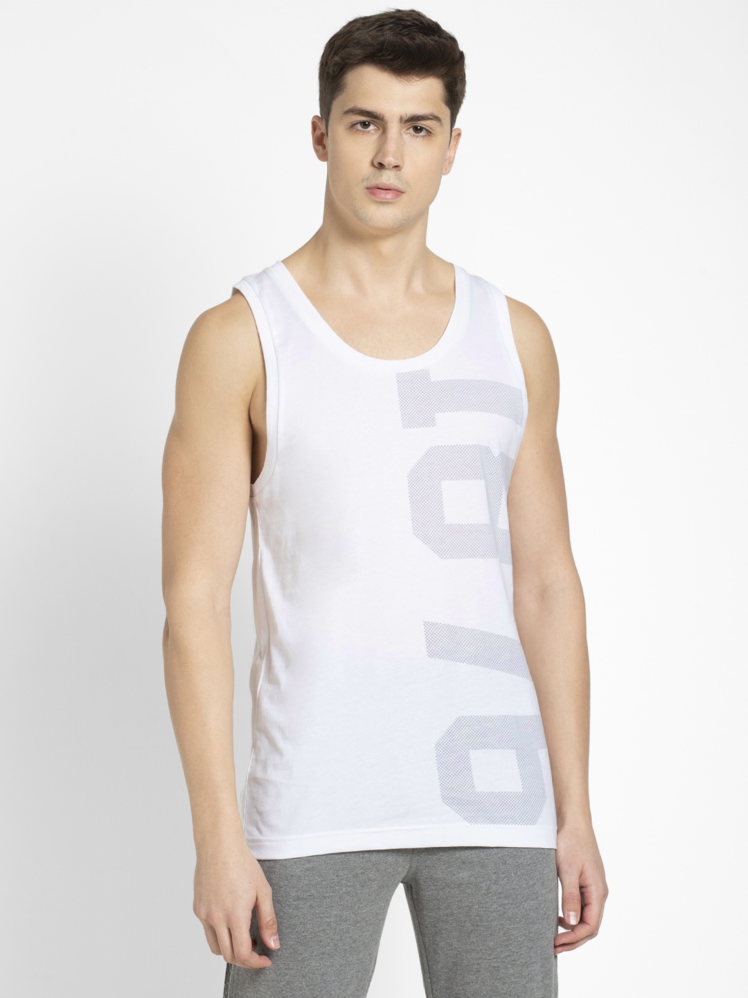 

Jockey Men White Printed Innerwear Vest