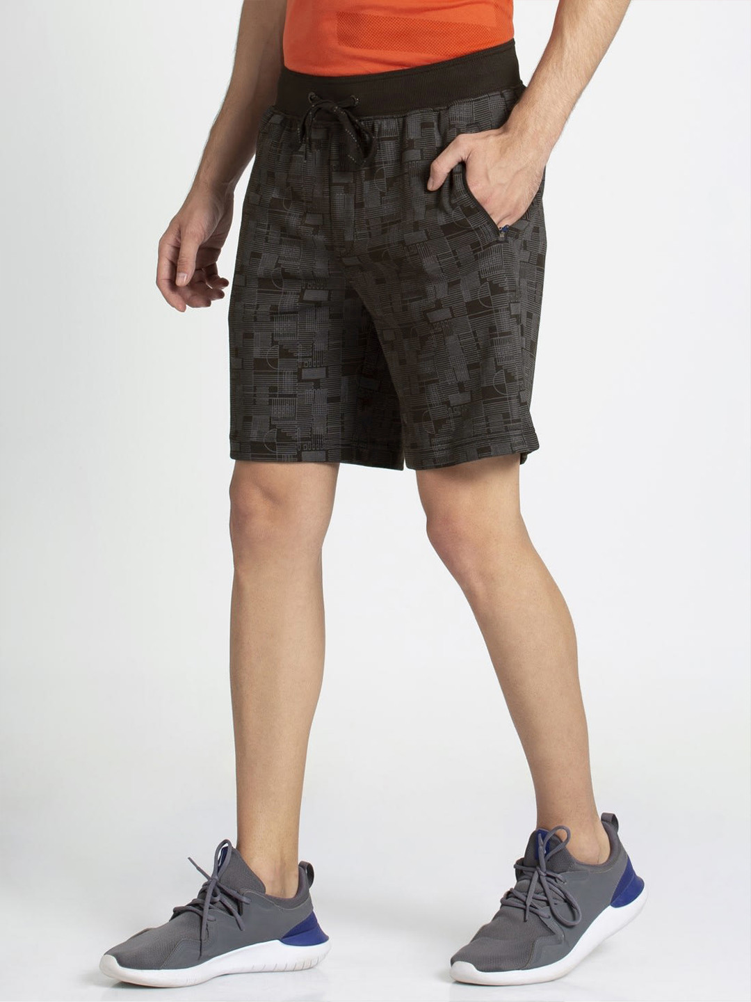 

Jockey Athleisure Men Black Printed Straight Fit Lounge Shorts