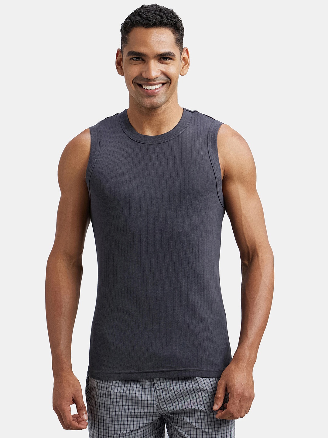 

Jockey Combed Cotton Rib Round Neck Muscle Vest-9930, Black