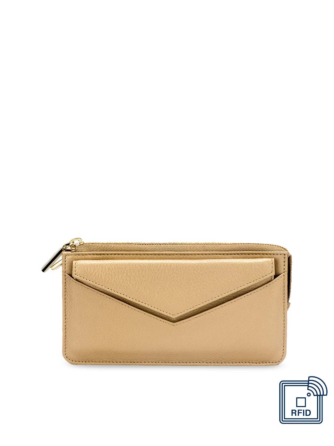 

Eske Women Gold-Toned Solid Zip Around Wallet