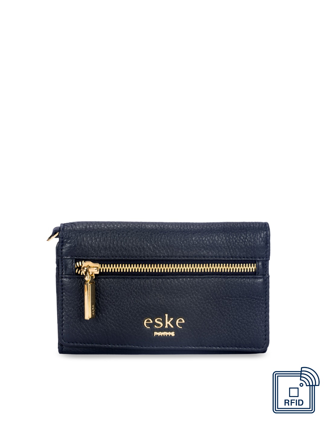 

Eske Women Blue Solid Two Fold Leather Wallet