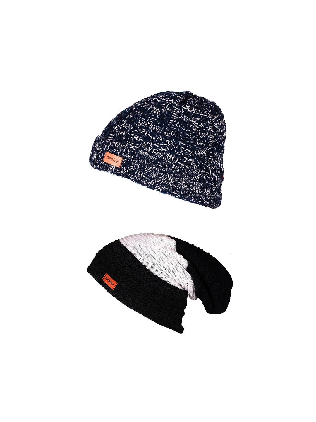 

Knotyy Men Pack of 2 Beanie, Black