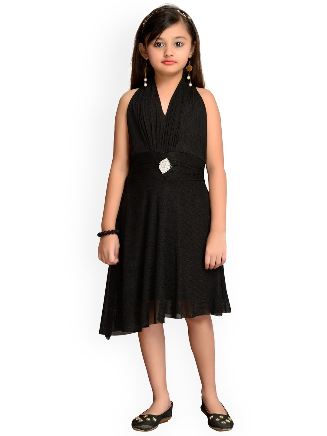 

Kidling Girls Embellished Black Fit and Flare Dress