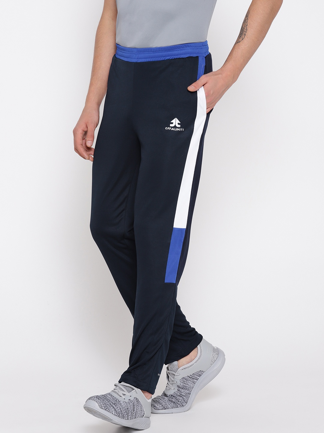 

OFF LIMITS Men Navy Blue Slim Fit Solid Training Track Pants