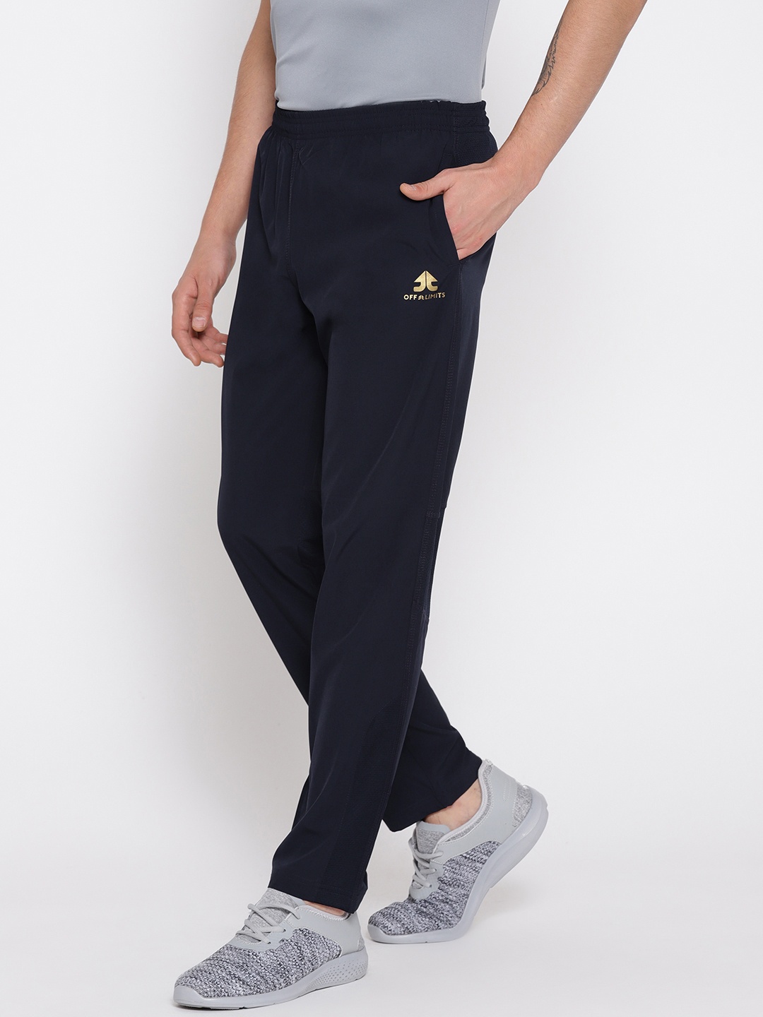 

OFF LIMITS Men Navy Blue Solid Slim Fit Training Track Pants