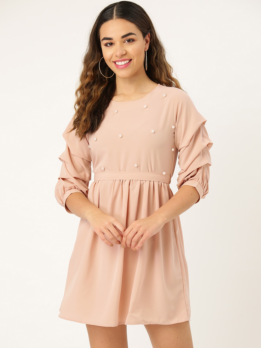 

Style Quotient Women Peach-Coloured Embellished A-Line Dress