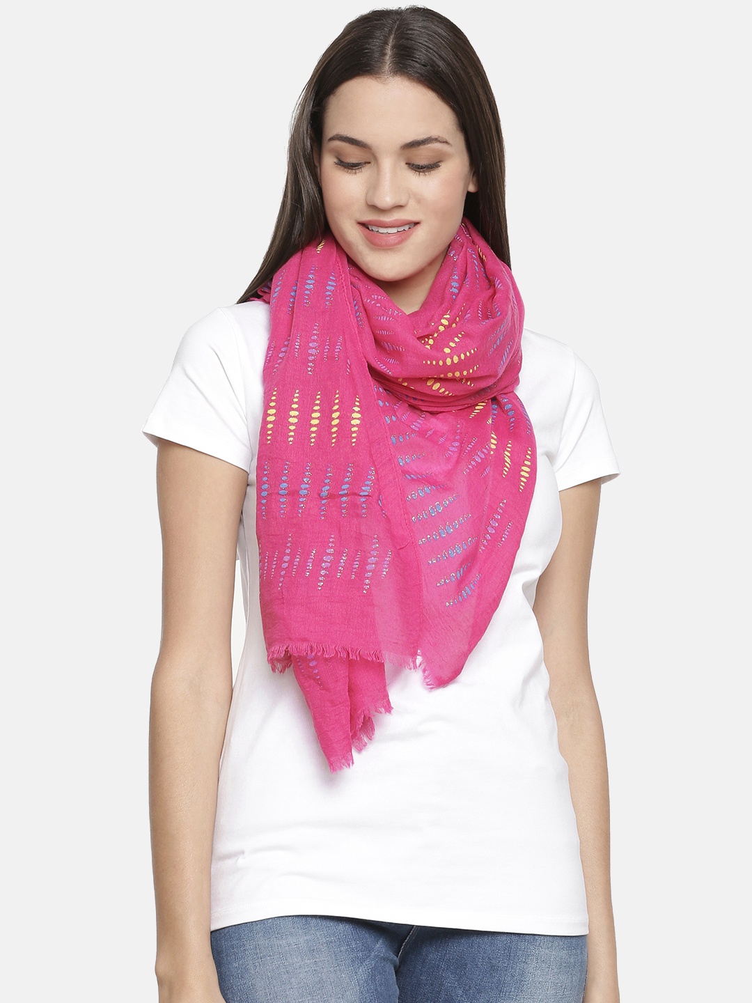 

Ayesha Women Pink Printed Scarf
