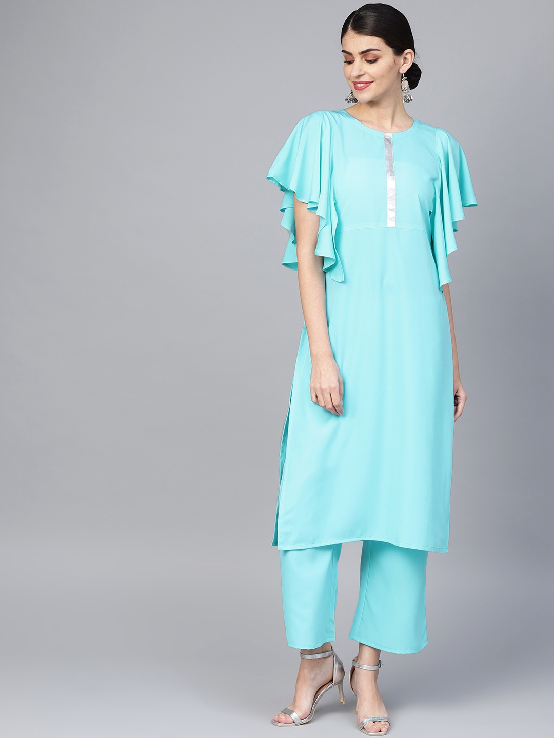 

ZIYAA Women Blue Solid Kurta with Palazzos