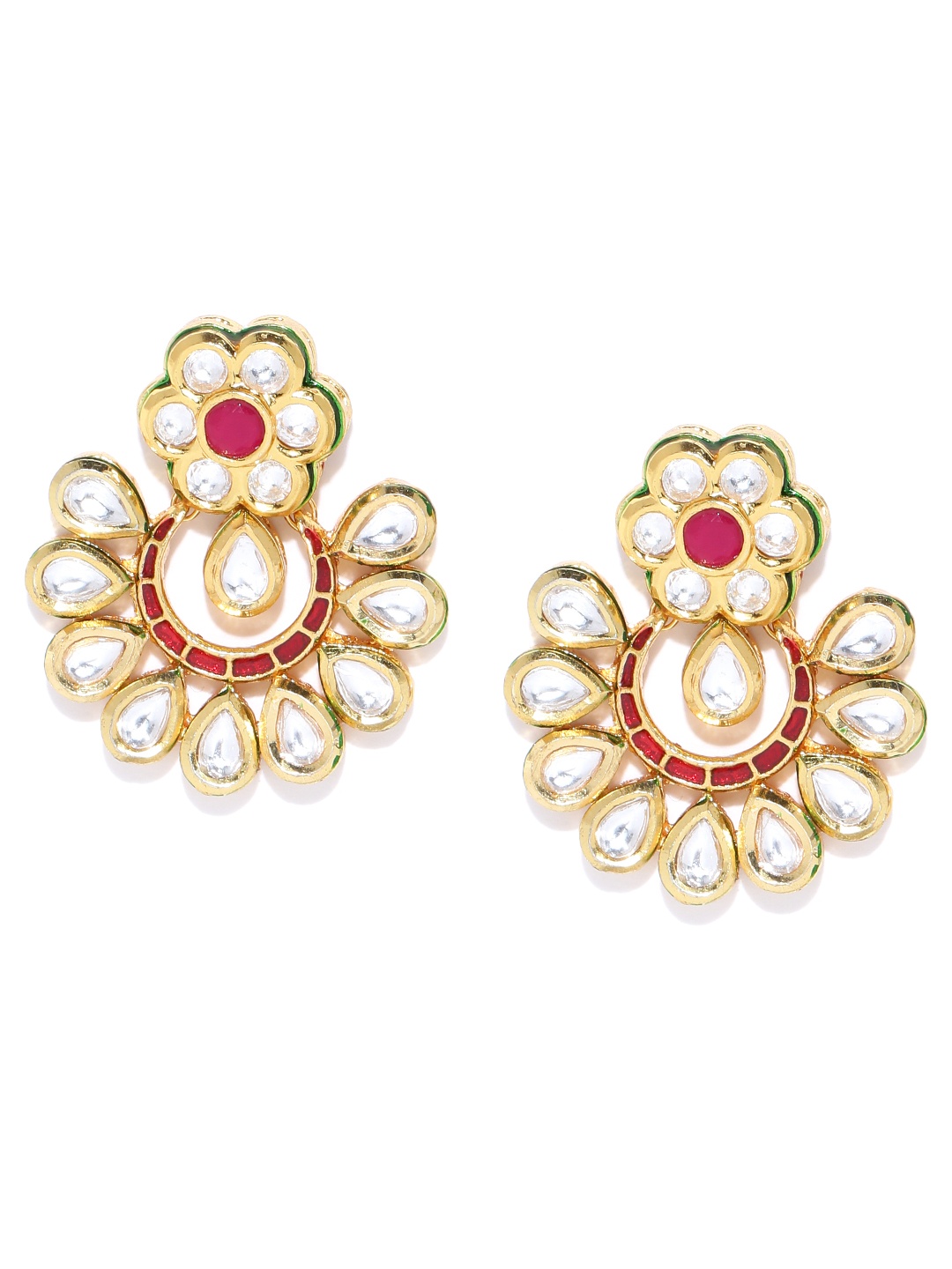 

Melani Borsa Magenta Gold-Plated Kundan-Studded Handcrafted Classic Drop Earrings