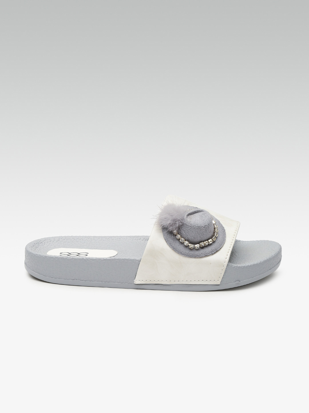 

Street Style Store Women Off-White Applique Detail Open Toe Flats