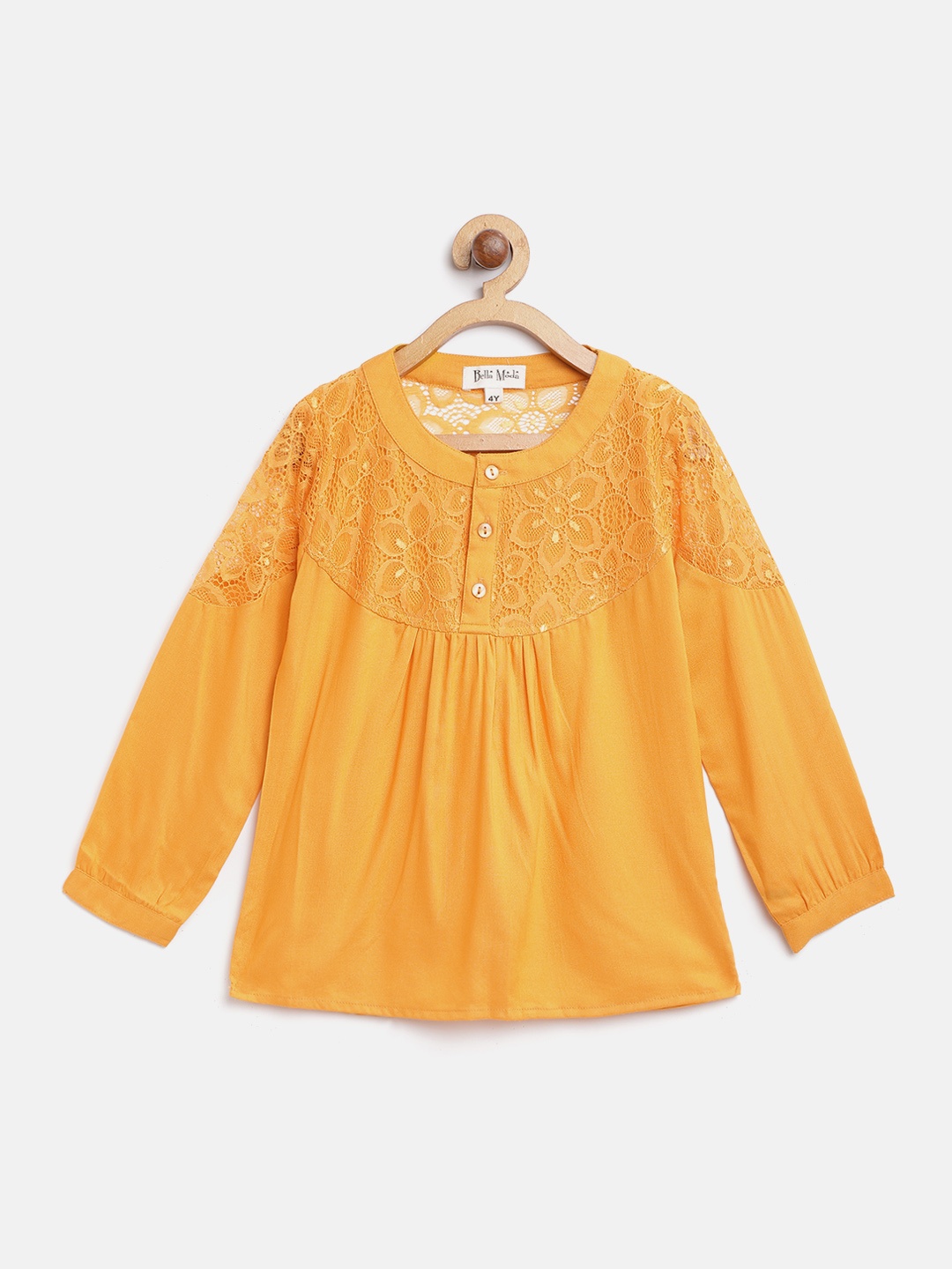 

Bella Moda Girls Mustard Yellow Lace Top