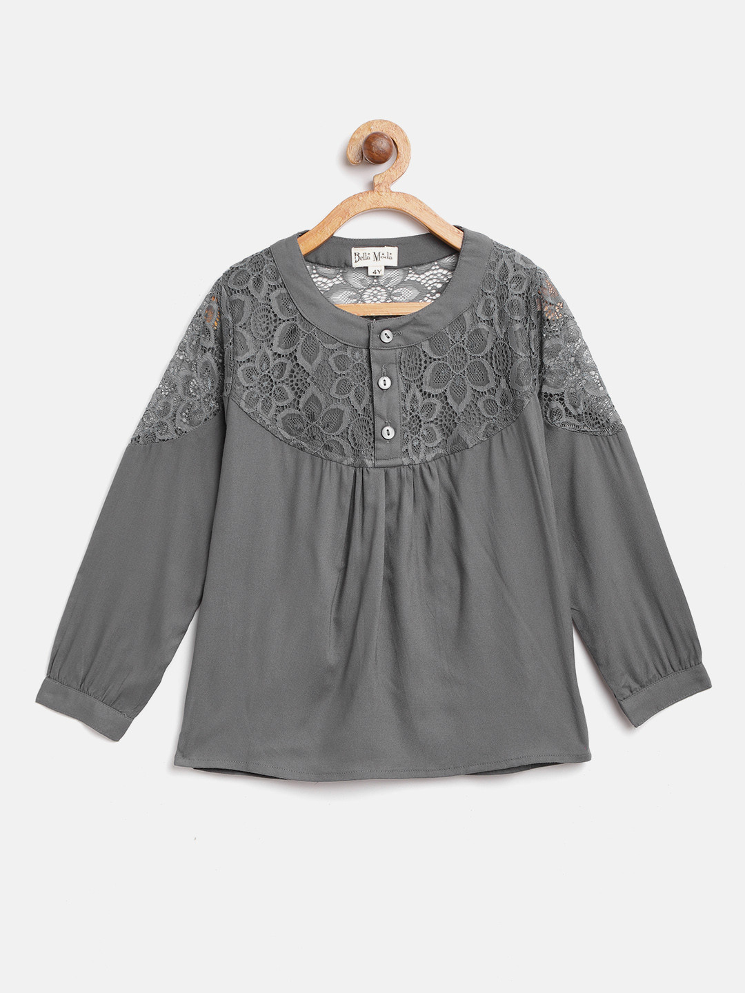 

Bella Moda Girls Charcoal Grey Lace Top