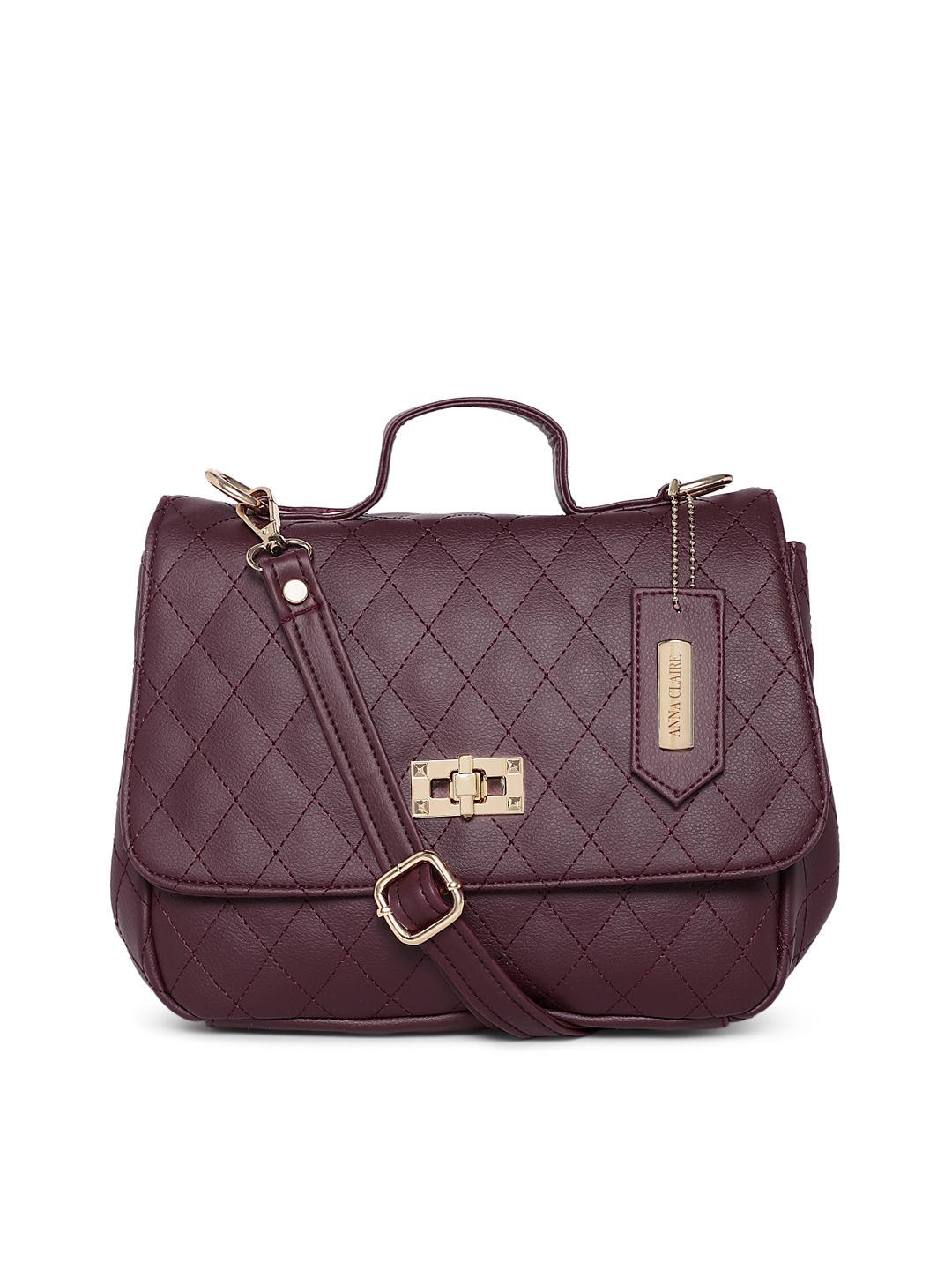

Anna Claire Maroon Textured Leather Sling Bag