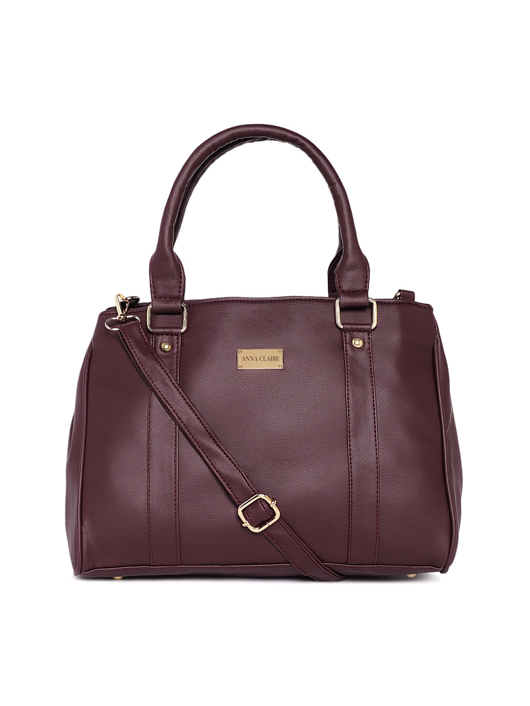 

Anna Claire Maroon Solid Leather Handheld Bag