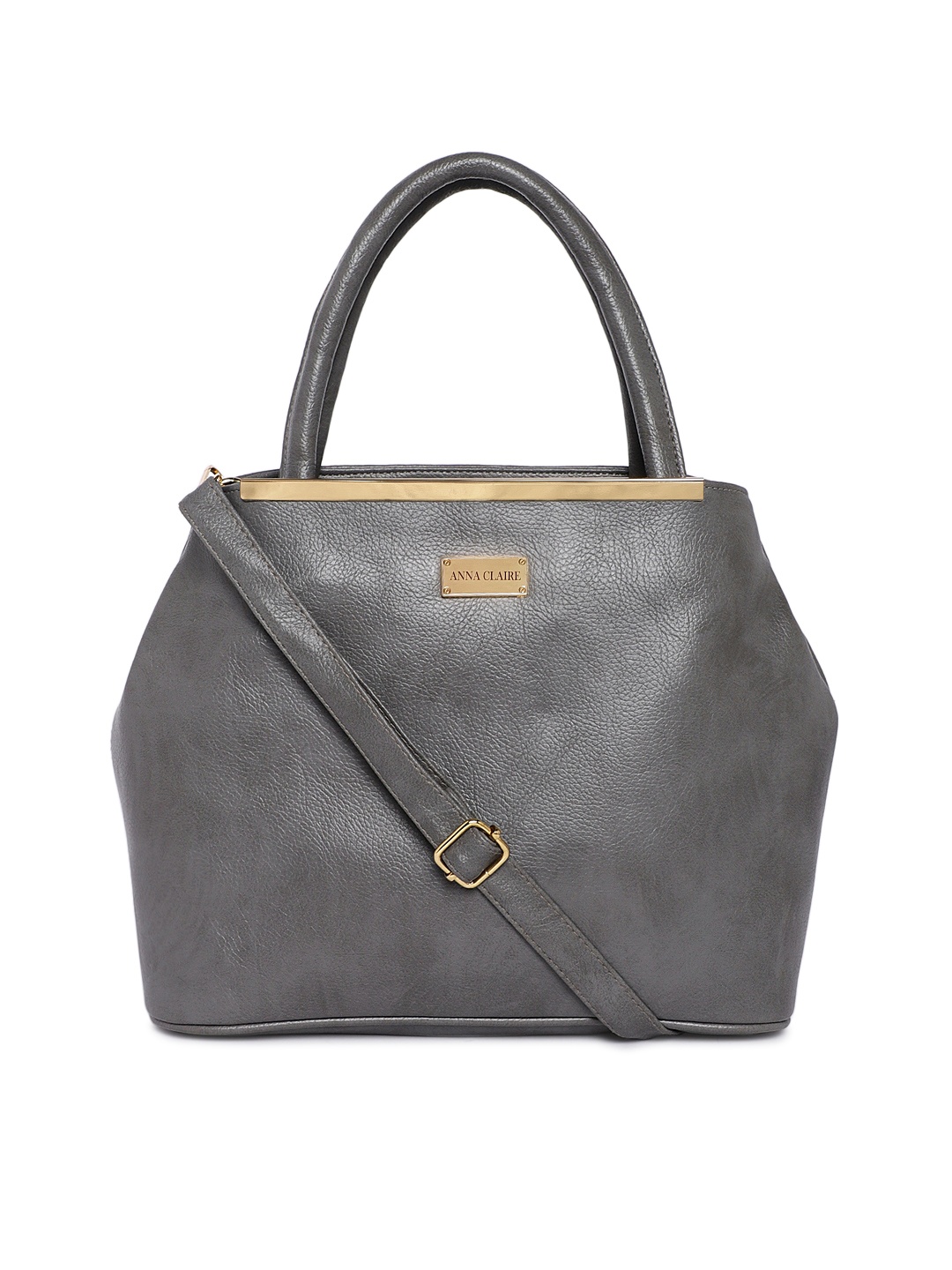 

Anna Claire Grey Solid Leather Handheld Bag