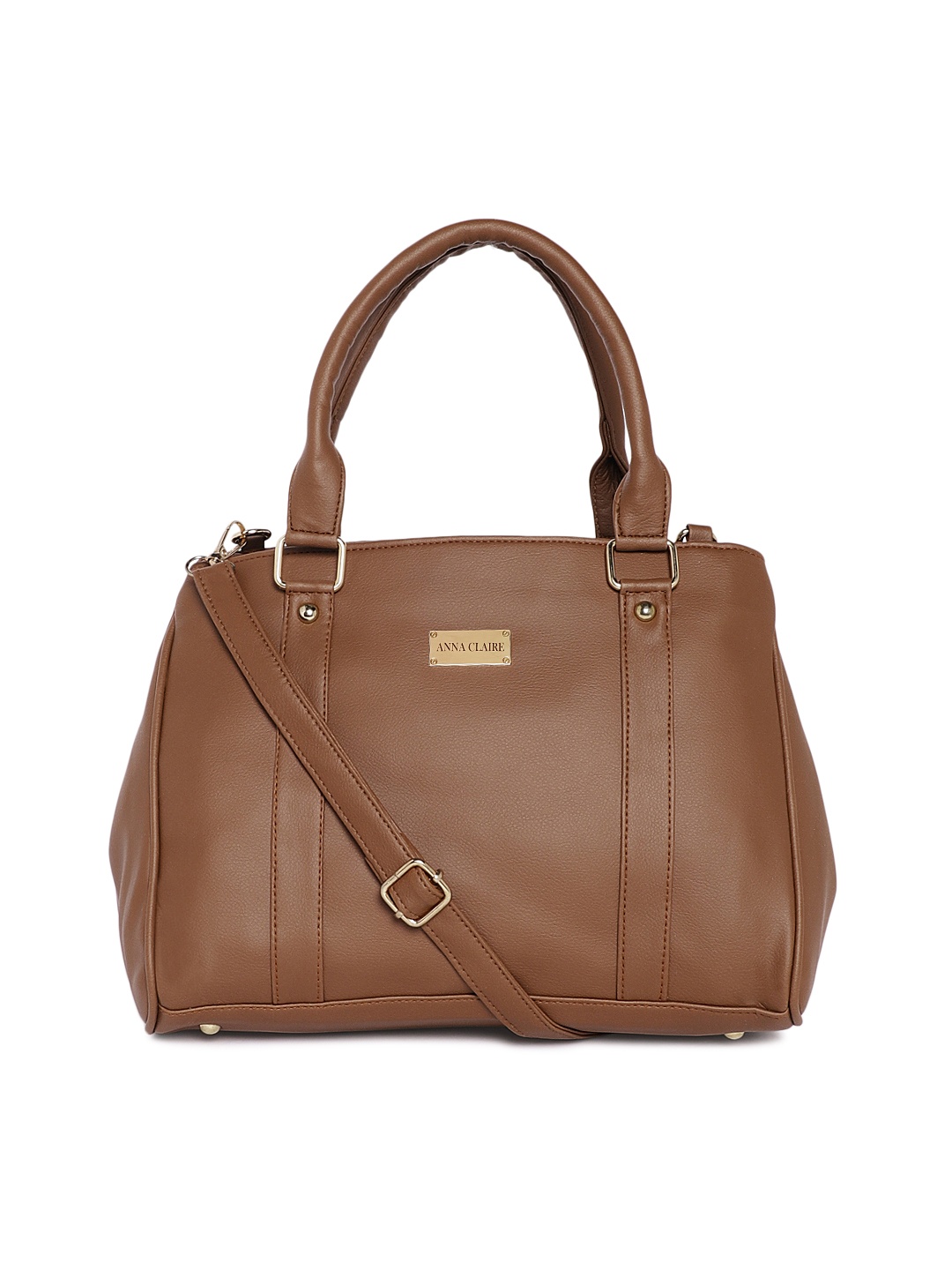

Anna Claire Tan Brown Solid Leather Handheld Bag