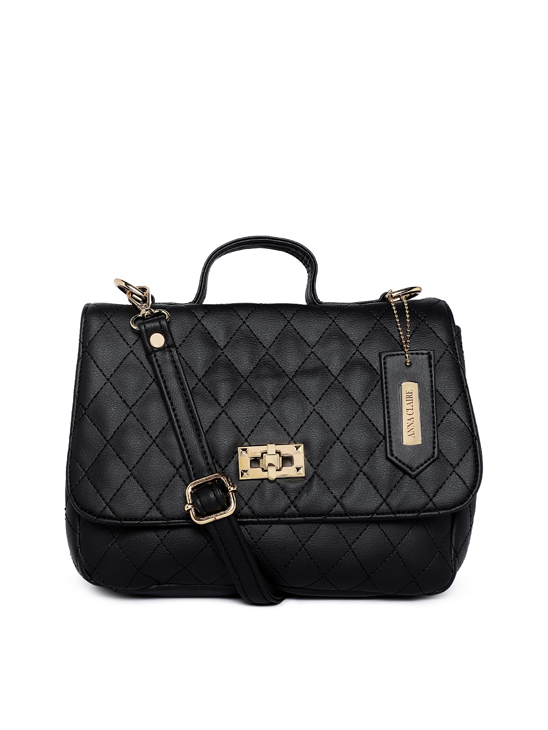 

Anna Claire Black Textured Leather Sling Bag
