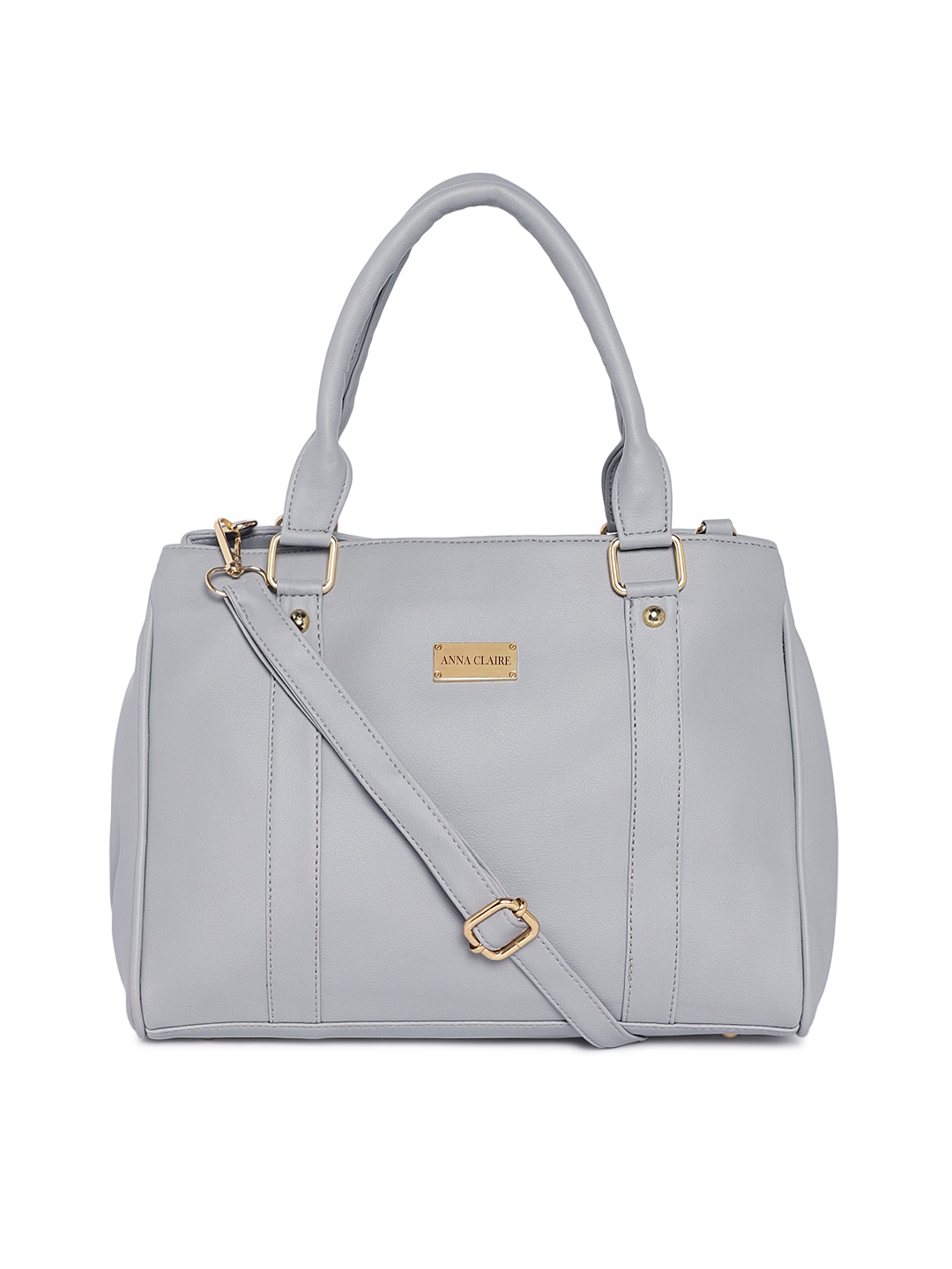 

Anna Claire Grey Solid Leather Handheld Bag