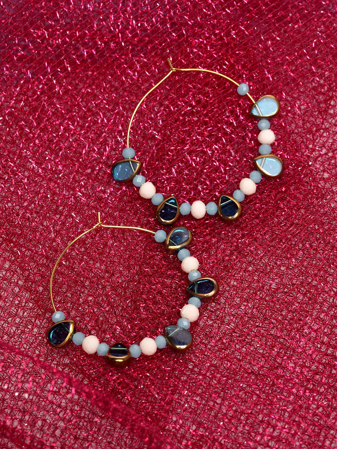 

PANASH Gold-Toned & Blue Circular Hoop Earrings