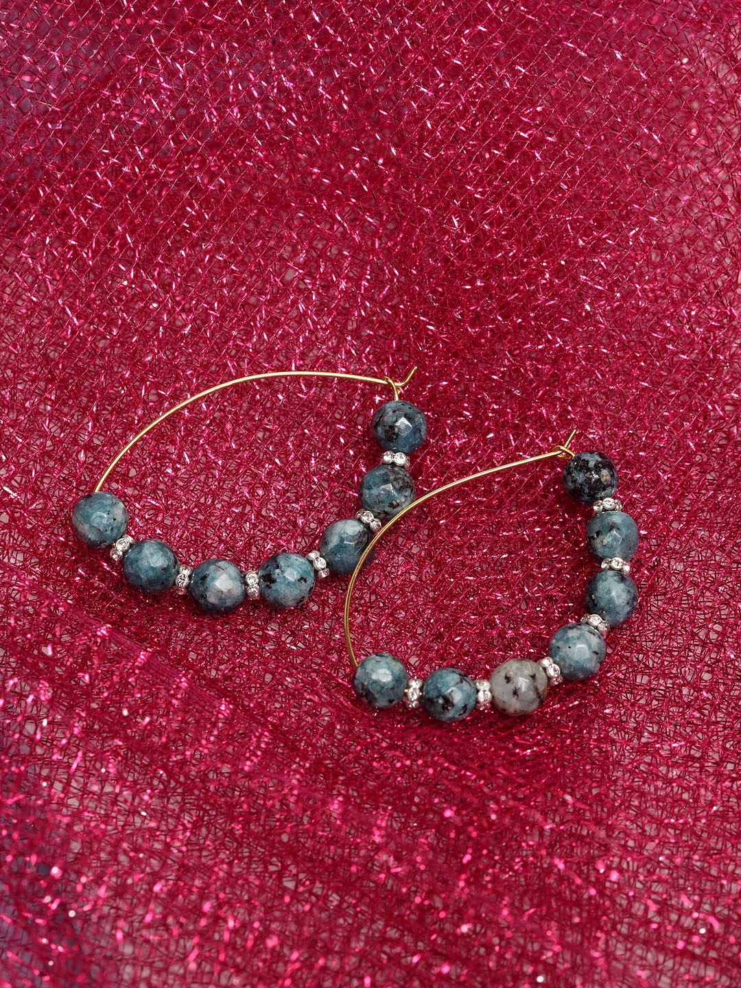 

PANASH Gold-Toned & Grey Classic Hoop Earrings