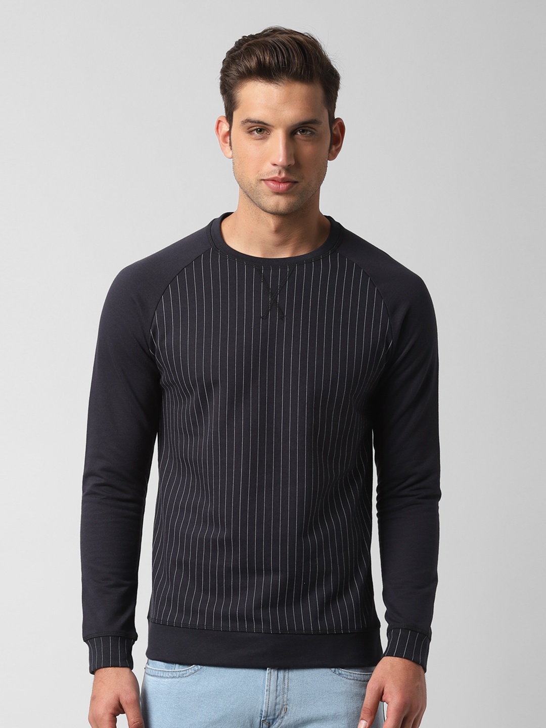 

Peter England Casuals Men Black Striped Sweatshirt