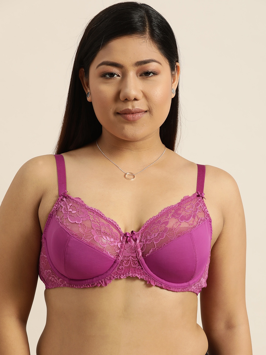 

Sztori Plus Size Magenta Solid Underwired Non Padded Everyday Bra 647720-J